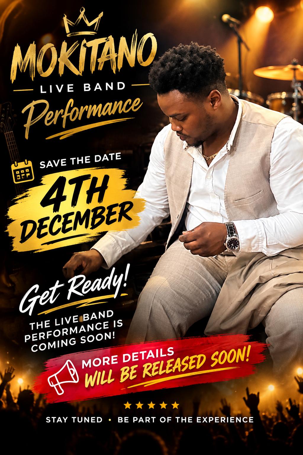 MOKITANO live band performance artwork: save the date, 4 December